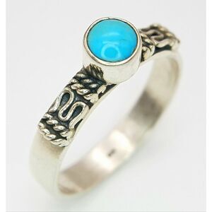 Vintage Sterling Silver Turquoise Snake Ring Size 8.5